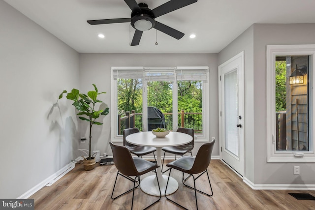1070 Trevino Ln, Herndon, VA 20170 - dining room with baseboards, visible vents, a wealth of natural light, and light wood finished floors
