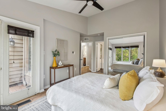 1070 Trevino Ln, Herndon, VA 20170 - bedroom with visible vents, ceiling fan, and access to exterior