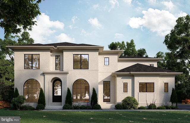 6221 Nelway Dr, Mclean, VA 22101 - view of front of home featuring a shingled roof, brick siding, and a front yard