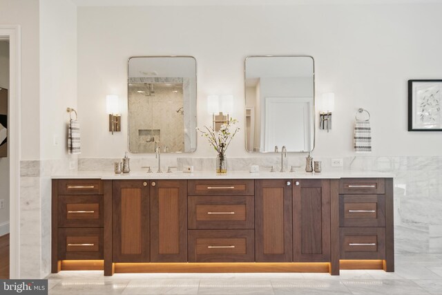 6221 Nelway Dr, Mclean, VA 22101 - bathroom with walk in shower, a sink, and double vanity