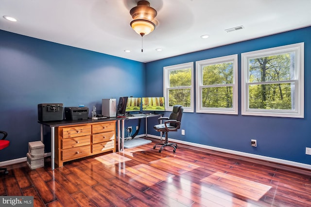 813 Petinot Pl, Stevensville, MD 21666 - office with wood-type flooring, baseboards, and recessed lighting