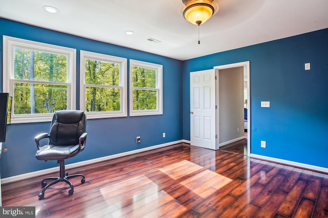 813 Petinot Pl, Stevensville, MD 21666 - home office with healthy amount of natural light, hardwood / wood-style floors, and baseboards