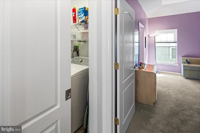 laundry area with washer / clothes dryer and carpet