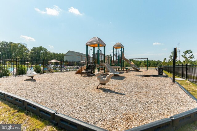 community jungle gym with fence