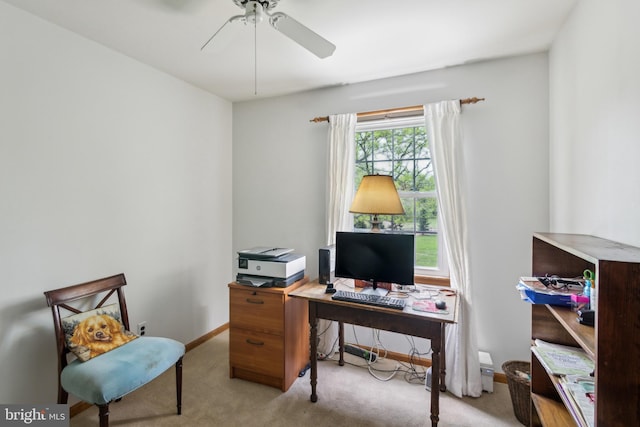 9 Still Run Dr, Mickleton, NJ 08056 - office with a ceiling fan, baseboards, and light carpet