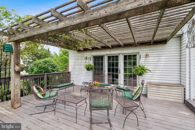 9 Still Run Dr, Mickleton, NJ 08056 - wooden terrace featuring an outdoor living space and a pergola