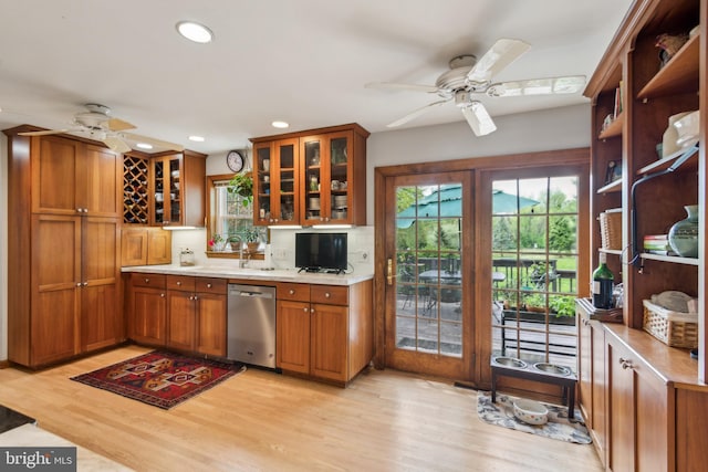 9 Still Run Dr, Mickleton, NJ 08056 - kitchen featuring a ceiling fan, brown cabinets, and dishwasher