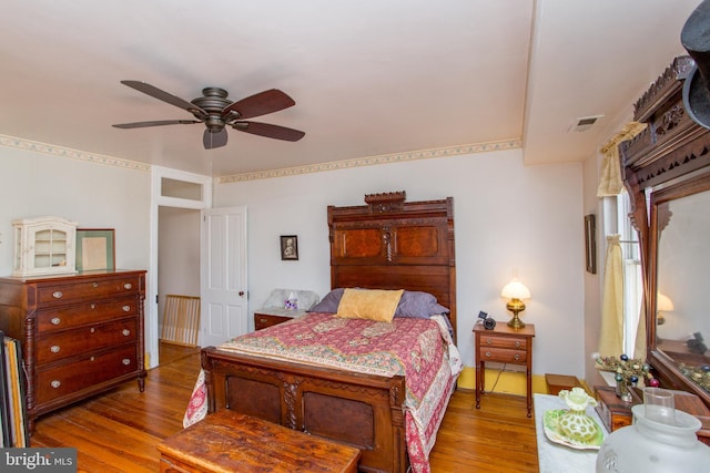 36 S Clinton St, Doylestown, PA 18901 - bedroom with visible vents, wood finished floors, and ceiling fan