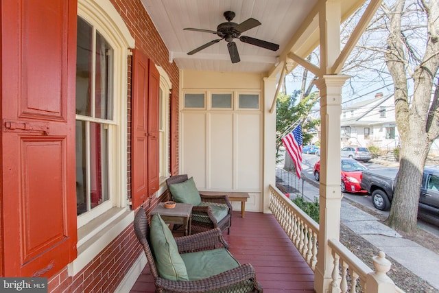 36 S Clinton St, Doylestown, PA 18901 - balcony featuring a ceiling fan and covered porch