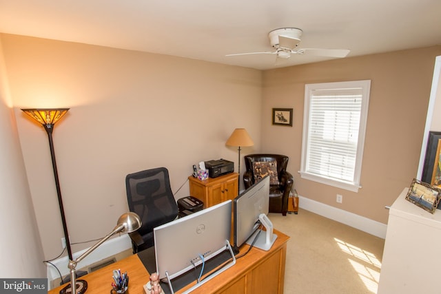 36 S Clinton St, Doylestown, PA 18901 - office area with baseboards, ceiling fan, and light colored carpet