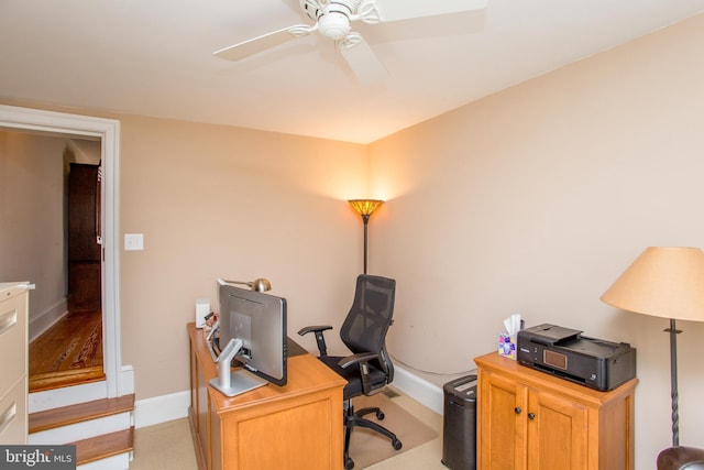 36 S Clinton St, Doylestown, PA 18901 - office area featuring a ceiling fan and baseboards