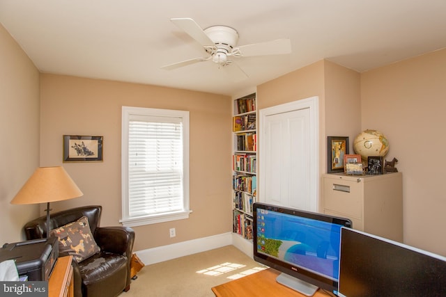 36 S Clinton St, Doylestown, PA 18901 - living area with carpet flooring, ceiling fan, and baseboards