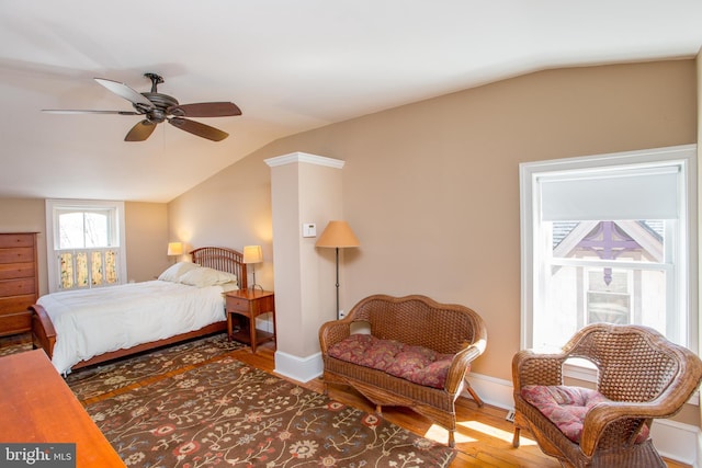 36 S Clinton St, Doylestown, PA 18901 - bedroom with wood finished floors, vaulted ceiling, and baseboards