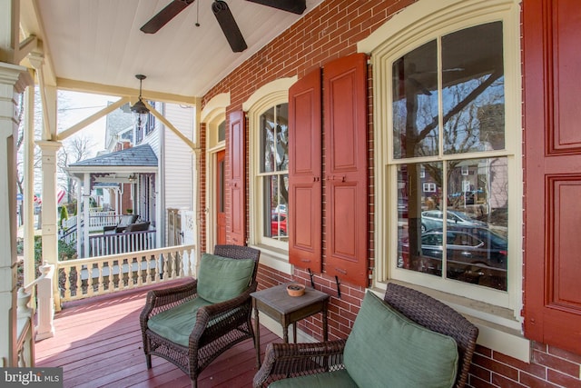 36 S Clinton St, Doylestown, PA 18901 - wooden deck with a ceiling fan and a porch