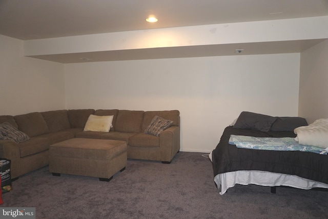 carpeted bedroom featuring recessed lighting