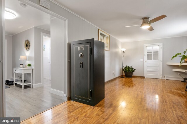 6 Shover Dr, Carlisle, PA 17013 - interior space featuring light wood-type flooring, a ceiling fan, baseboards, and ornamental molding