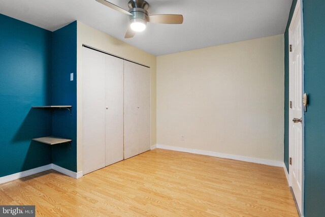 6 Shover Dr, Carlisle, PA 17013 - unfurnished bedroom featuring a ceiling fan, baseboards, a closet, and light wood-style flooring