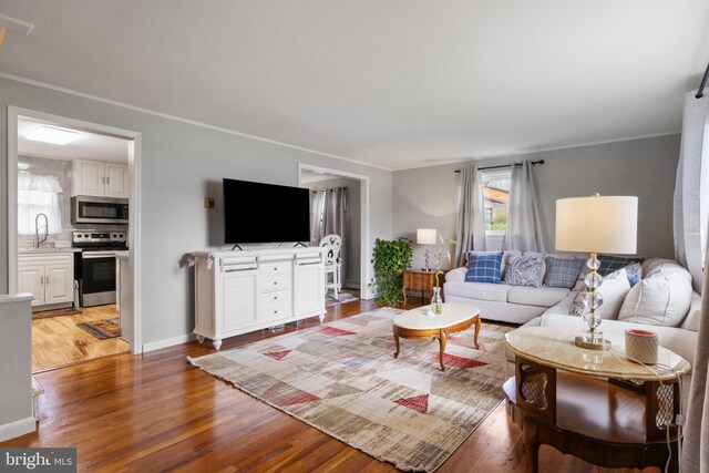 6 Shover Dr, Carlisle, PA 17013 - living area with baseboards, ornamental molding, and wood finished floors