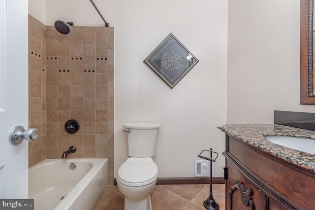 3108 Battersea Ln, Alexandria, VA 22309 - full bath with vanity, shower / bathtub combination, toilet, tile patterned floors, and baseboards