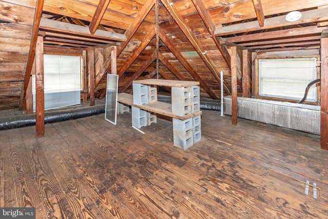 view of unfinished attic