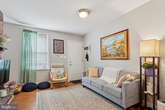 living area with wood finished floors