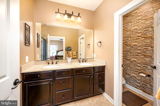 3571 Katherine Way, Frederick, MD 21704 - bathroom featuring double vanity, toilet, ensuite bath, and tile patterned floors