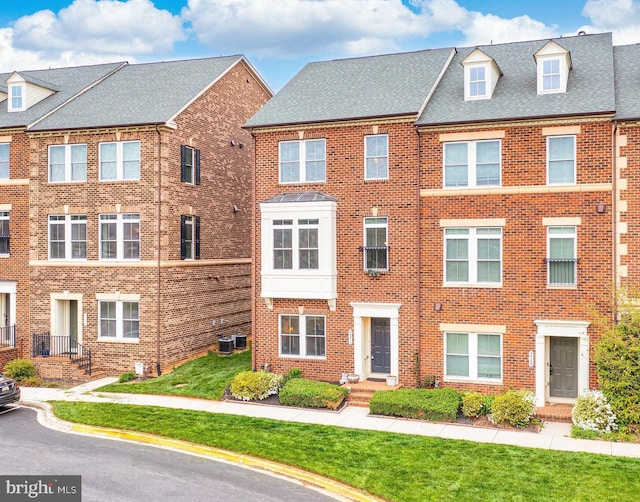 3571 Katherine Way, Frederick, MD 21704 - view of property with brick siding, central air condition unit, and roof with shingles