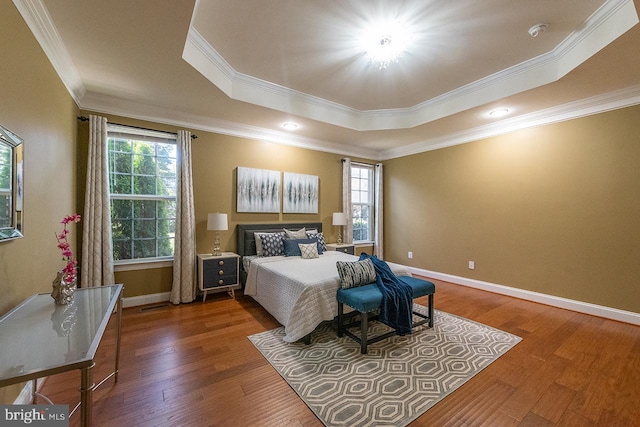 24129 Statesboro Pl, Ashburn, VA 20148 - bedroom featuring a tray ceiling, wood finished floors, and multiple windows
