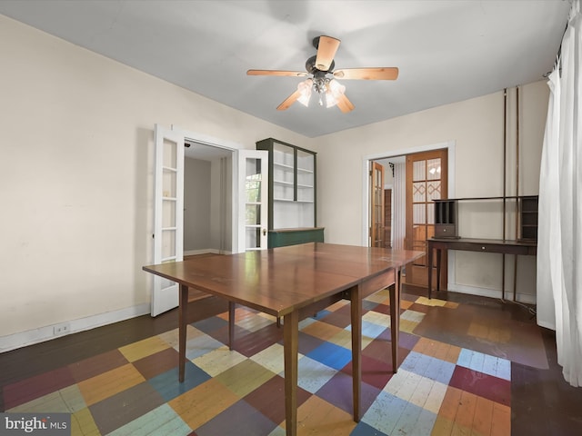 113 Ingleside Ave, Baltimore, MD 21228 - dining area with hardwood / wood-style floors, baseboards, and ceiling fan