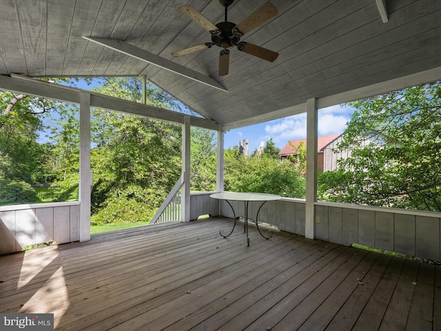 113 Ingleside Ave, Baltimore, MD 21228 - wooden terrace with a ceiling fan
