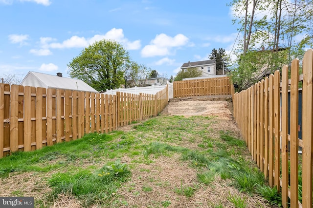 view of yard with a fenced backyard