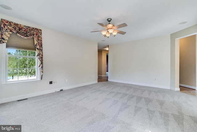 1005 Chaff Way, La Plata, MD 20646 - spare room featuring visible vents, ceiling fan, carpet flooring, and baseboards