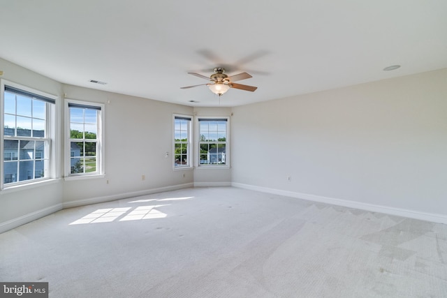1005 Chaff Way, La Plata, MD 20646 - empty room with visible vents, ceiling fan, light colored carpet, and baseboards