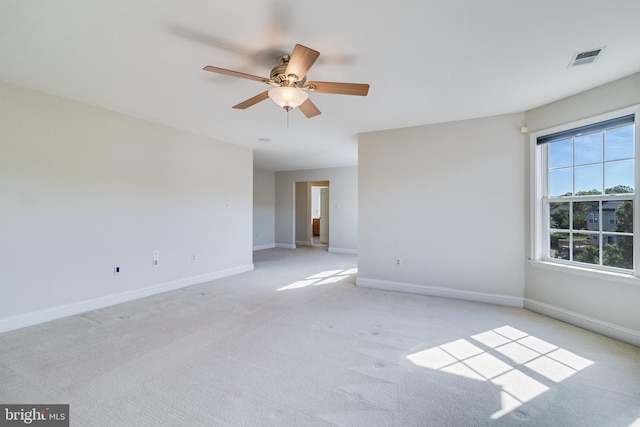 1005 Chaff Way, La Plata, MD 20646 - empty room featuring baseboards, visible vents, light carpet, and ceiling fan