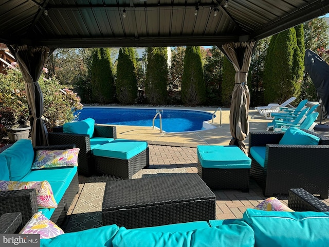 1005 Chaff Way, La Plata, MD 20646 - outdoor pool with outdoor lounge area, a gazebo, and a patio