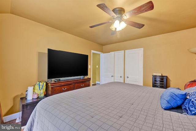 1386 Pentwood Rd, Baltimore, MD 21239 - bedroom with ceiling fan, lofted ceiling, beverage cooler, and baseboards