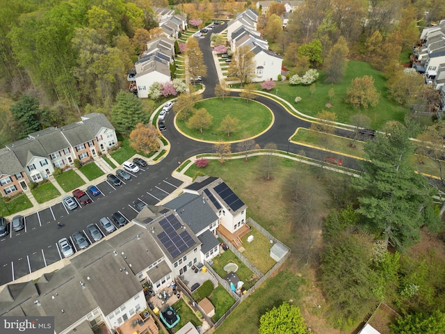drone / aerial view with a residential view