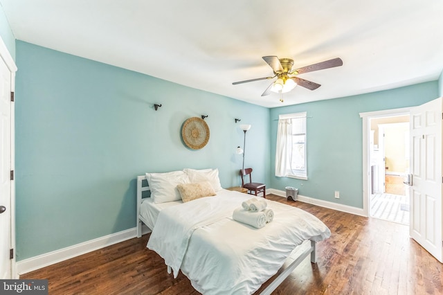 2202 E Cumberland St, Philadelphia, PA 19125 - bedroom featuring baseboards, wood finished floors, and ceiling fan