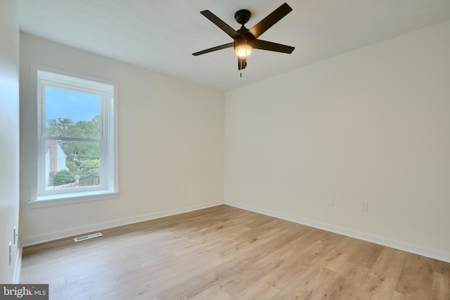 4504 E Joppa Rd, Perry Hall, MD 21128 - spare room with ceiling fan, baseboards, visible vents, and light wood-style floors