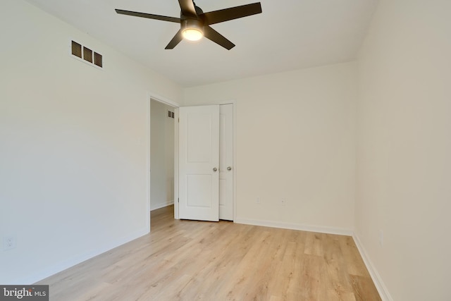 4504 E Joppa Rd, Perry Hall, MD 21128 - empty room featuring light wood finished floors, visible vents, baseboards, and ceiling fan