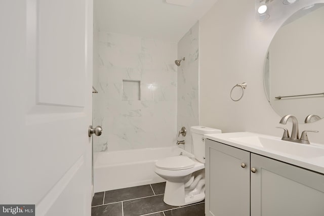 4504 E Joppa Rd, Perry Hall, MD 21128 - bathroom with tile patterned flooring, toilet,  shower combination, and vanity