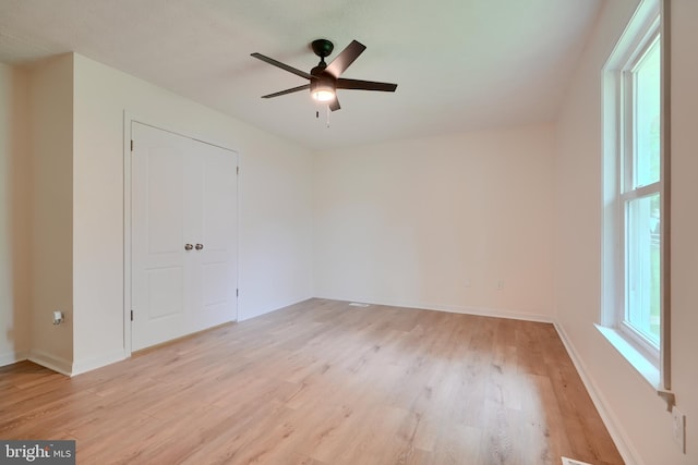 4504 E Joppa Rd, Perry Hall, MD 21128 - empty room with light wood-type flooring, baseboards, and ceiling fan