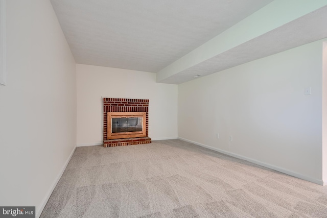 4504 E Joppa Rd, Perry Hall, MD 21128 - unfurnished living room with a fireplace, baseboards, and carpet floors