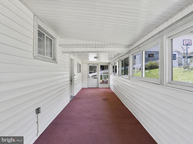 view of unfurnished sunroom