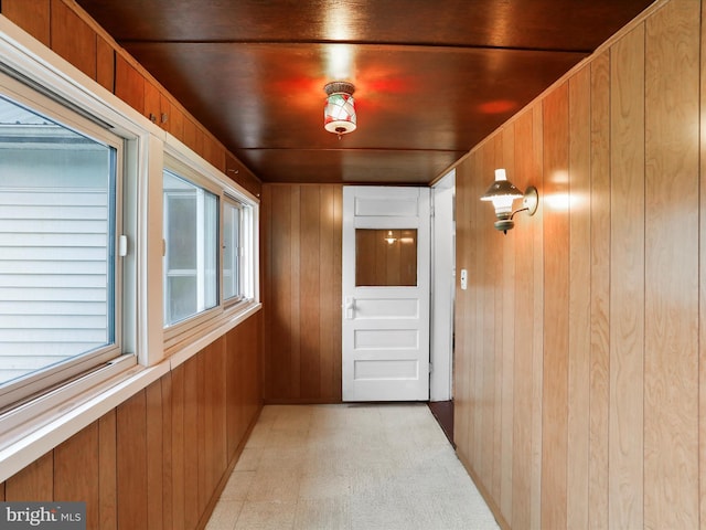 corridor with wood walls