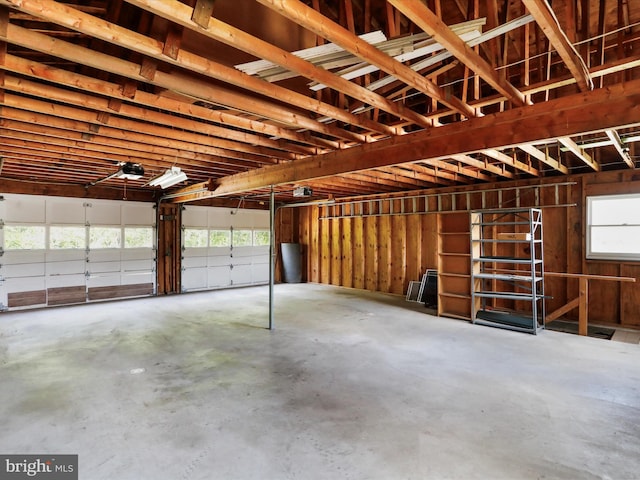 garage with a garage door opener