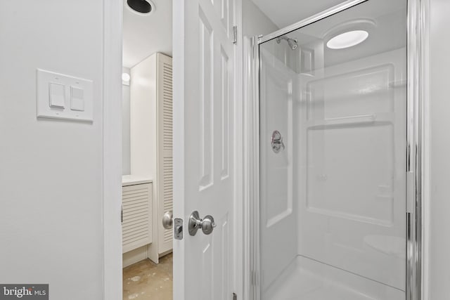 2564 S Arlington Mill Dr S Unit 5, Arlington, VA 22206 - bathroom with concrete floors and a shower stall