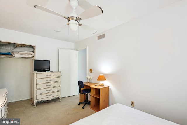 1223 Summerwood Ct, Arnold, MD 21012 - bedroom featuring ceiling fan, visible vents, and light carpet