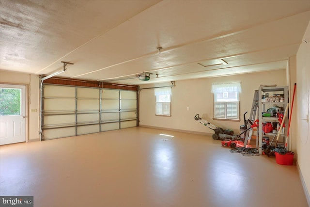garage with a garage door opener