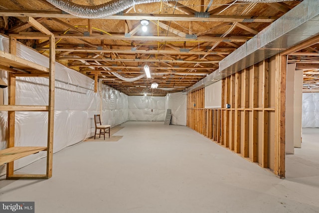 view of unfinished basement
